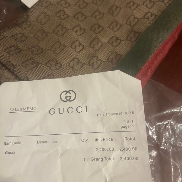 Gucci Unisex Scarf Beige Green and Red Made in Italy Classic Old Money Business - Picture 6 of 10